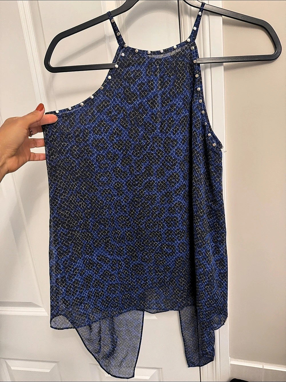 Guess Animal Print Cami Blue & Black NWT